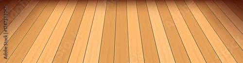 realistic wooden floor background in perspective with a clean The light brown planks alternate between two subtle tones, creating a natural and inviting surface that recedes into the distance