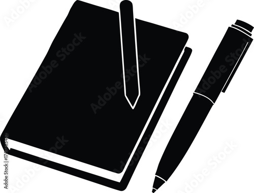 Pen and Notebook vector icon.