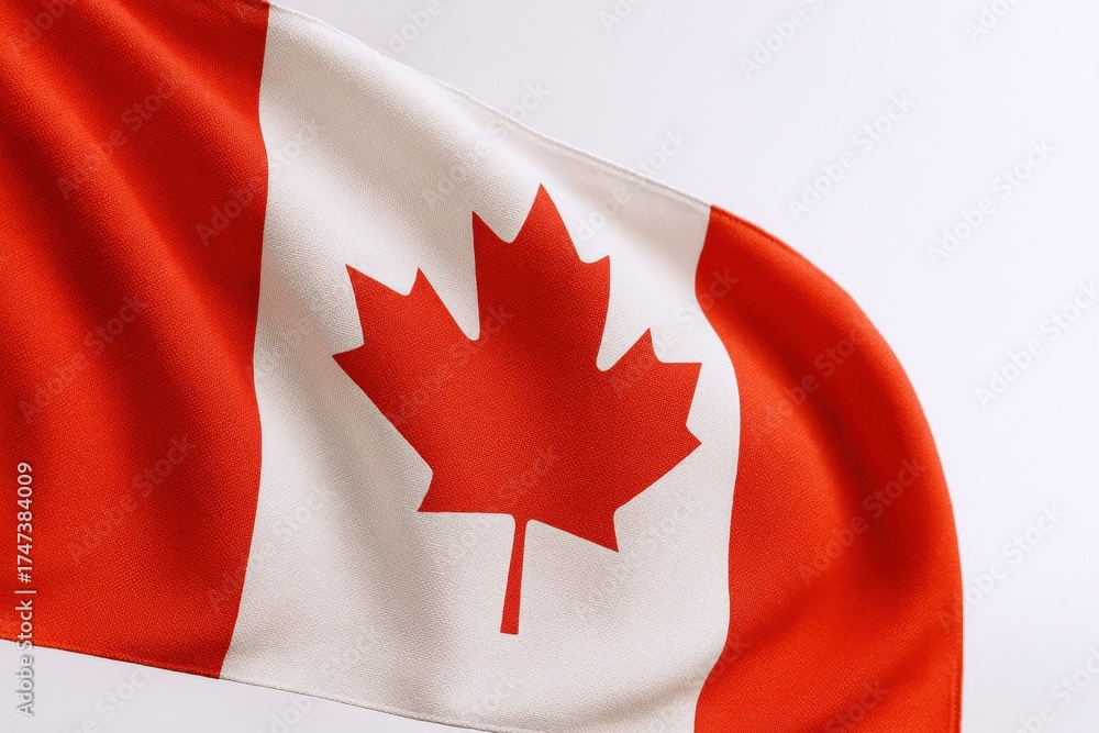 Obraz premium Canadian flag waving in the wind, national symbol of Canada, patriotism, independence day
