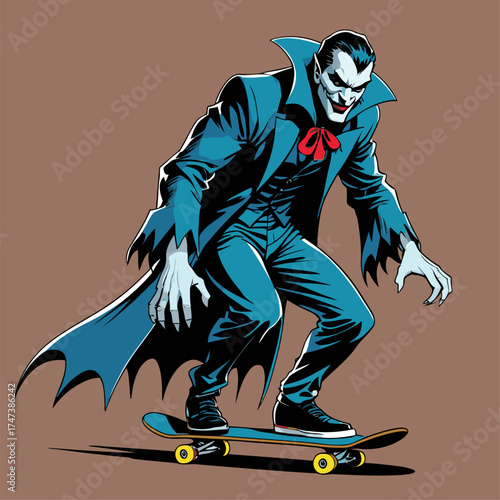 vector illustration of Dracula playing basketball
