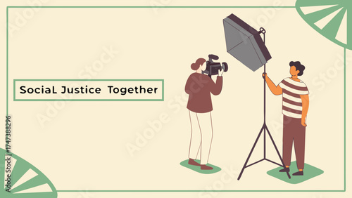 Film Crew Filming a Video Production Movie Making Video Shooting Studio Lighting Setup.