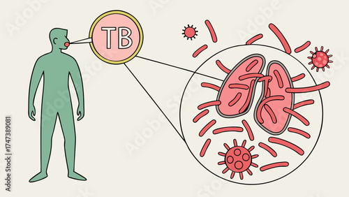 Infectious Disease Illustration Respiratory System and Bacteria Transmission Vector Graphic.