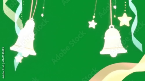 Hanging Moon and Stars Animation on Green Screen