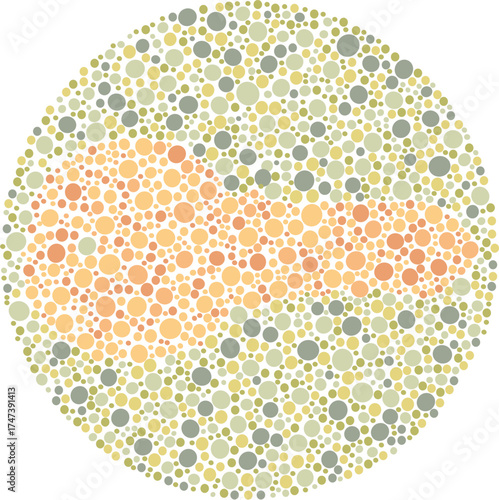 Kids’ Color Blindness Test: Key Shape Plate. Hidden Key Image in Color Vision Test Plate for Children. Key Silhouette Color Blind Test for Young Kids
