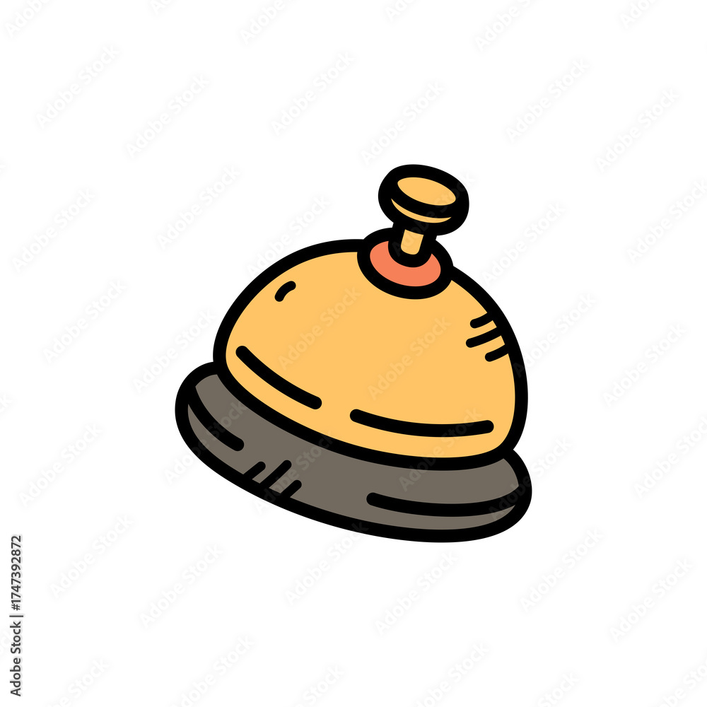 Naklejka premium Illustration of a Service Bell with Golden Dome and Red Button Against Transparent Background