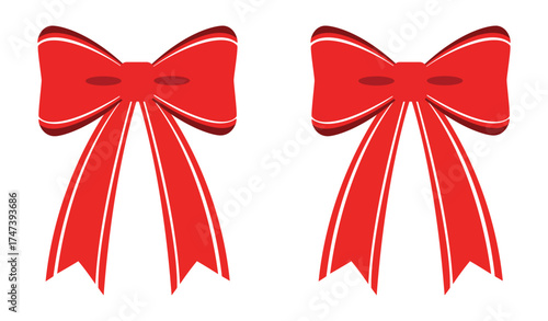 Classic red fabric bows for holiday gifts,  celebration, and event design elements
