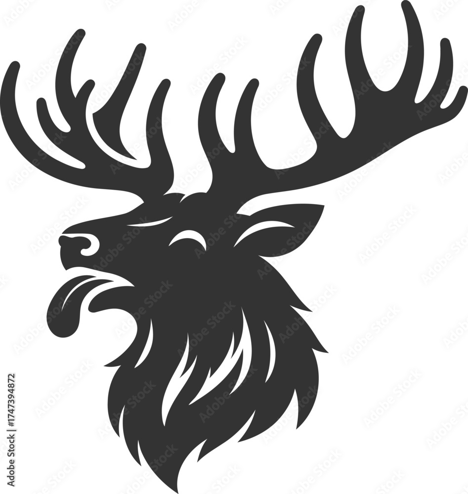 Obraz premium Silhouette of a elk head vector illustration