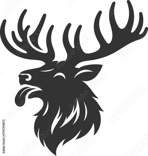 Silhouette of a elk head vector illustration