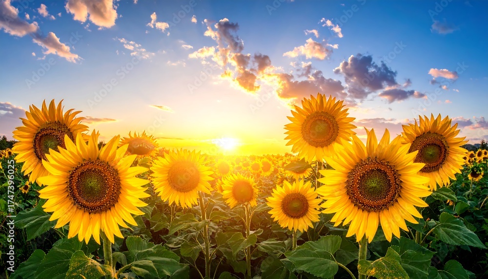 Obraz premium Sunflowers at sunset (1)
