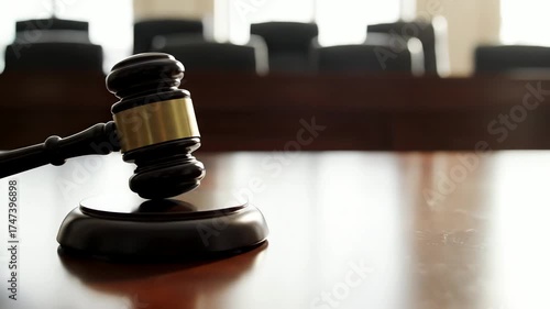 gavel on wooden desk courtroom justice law