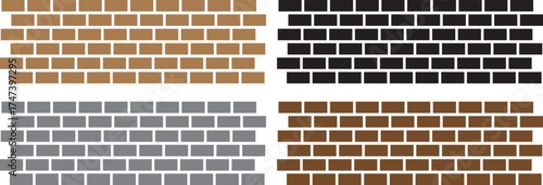  Brick Wall Icons Set – Vector Silhouettes, Seamless Patterns, and Background Design Collection.