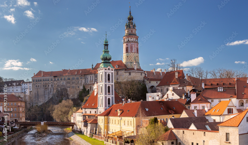 Obraz premium Cesky Krumlov tower and old town, Cesky Krumlov, Czech Republic