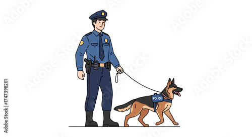Police Officer and K-9 Unit Depiction for Law Enforcement Training and Community Outreach Programs and Public Safety Campaigns