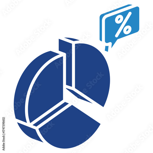 Pie Chart Mini Illustration Isometric Icon. Use For Modern Concept, Print, Ui, Ux Kit, Web And App Development. Vector Related To Market, Business, Finace