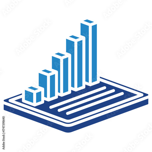 Growth Graph Mini Illustration Isometric Icon. Use For Modern Concept, Print, Ui, Ux Kit, Web And App Development. Vector Related To Market, Business, Finace