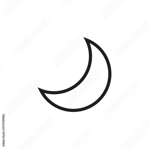 Minimalist crescent moon icon for sleep app or astrology brand, simple night symbol for celestial designs and modern spiritual projects
