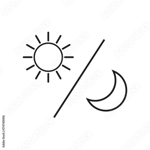 Elegant sun and moon symbol representing day and night cycle, perfect for weather apps, astrological designs, or sleep tracking technology platforms