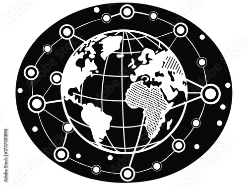 Vector art of global network connection with world map