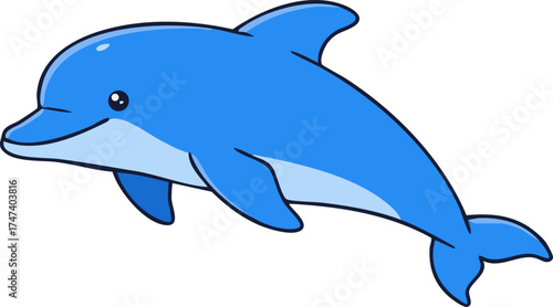 Cute Flat Vector Dolphin Illustration