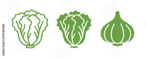 Lettuce line and glyph icon, fresh and veggie, garlic vector icon, vector art, editable stroke outline sign
