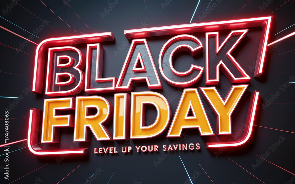 Naklejka premium Red Neon Black Friday Sale Graphic