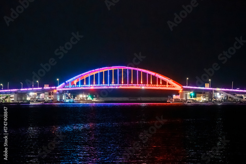 Light up Seolak Bridge over Cheongchoho Lake, Sokcho, South Korea