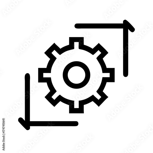 Gear icon with orthogonal arrows indicating transformation