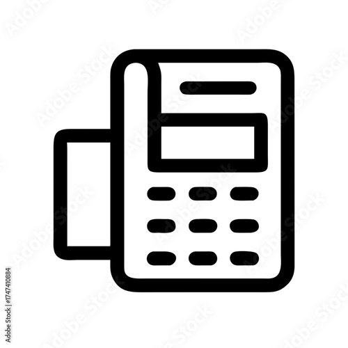 A black and white outline of a point of sale terminal