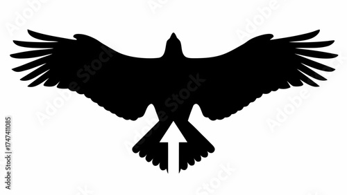 Majestic bird silhouette soars upward, symbol of freedom, flight, and aspiration with open wings