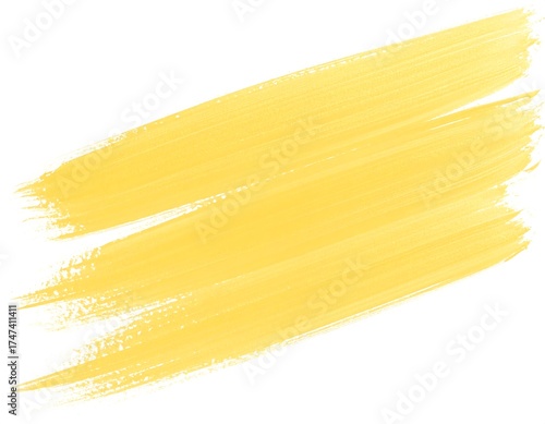 A diagonal swath of soft yellow paint strokes on a stark white background, creating a textured, abstract artistic element