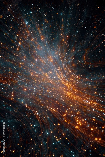 Vibrant Night Cityscape - Aerial View of Urban Lights with Dynamic Starburst Effect.