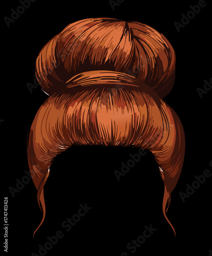 A perfectly twisted high bun top knot Hairstyle in a deep brunette shade, a classic and sophisticated updo look