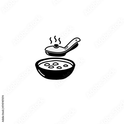 Hot soup in bowl