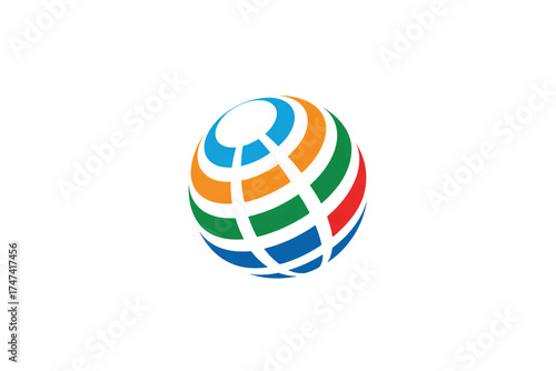 Dynamic colorful globe abstract concept for global business