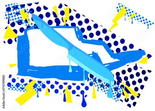 Kitchen Knife graffiti. Abstract modern street art decoration performed in urban painting style.