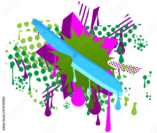 Kitchen Knife graffiti. Abstract modern street art decoration performed in urban painting style.