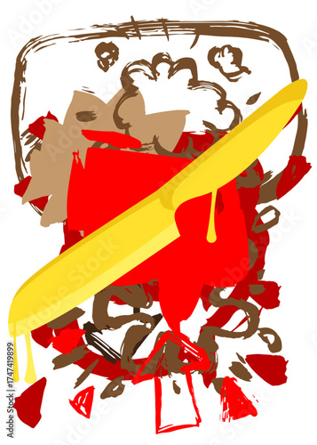 Kitchen Knife graffiti. Abstract modern street art decoration performed in urban painting style.