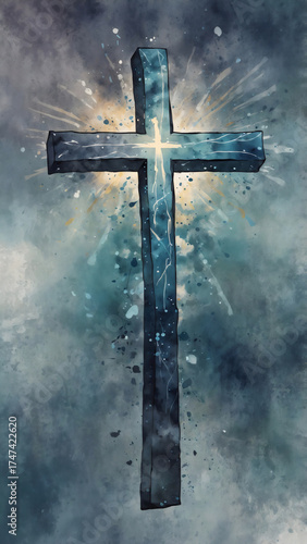 A serene and luminous cross of faith illuminated by a celestial aura, radiating profound spirituality.