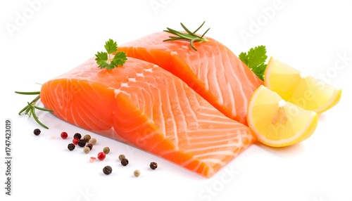Two salmon fillets with lemon and herbs