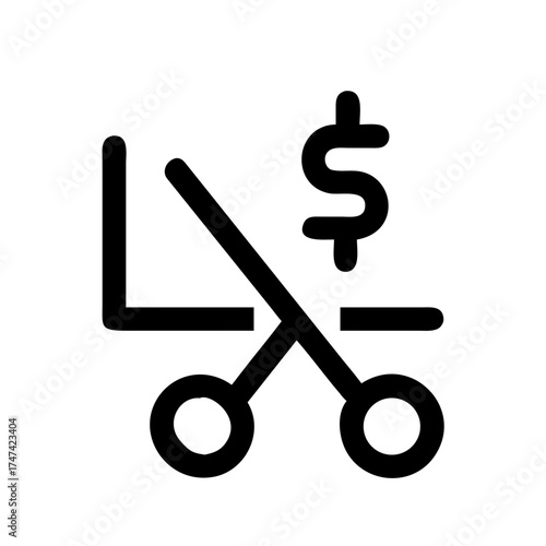 Scissors cutting a dollar sign for cost reduction