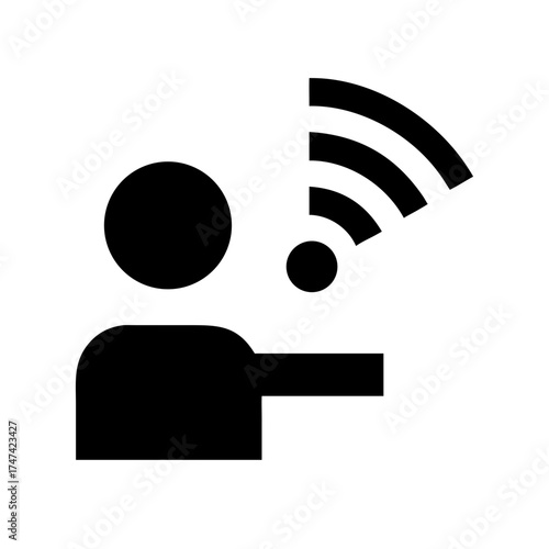 Person with wifi signal, communication concept