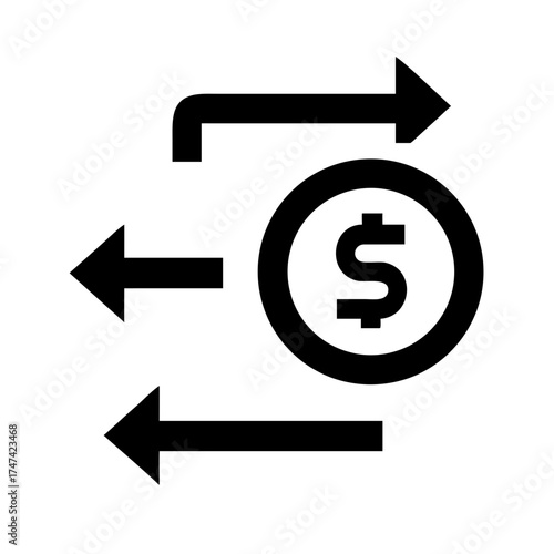 Money flow with arrows representing transfer