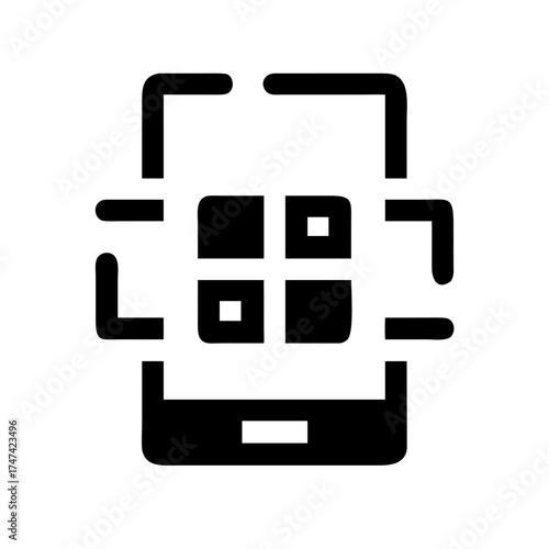 Mobile phone scanning a grid of squares