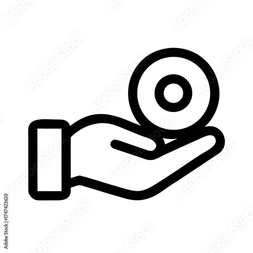 Hand holding a coin, representing financial concept