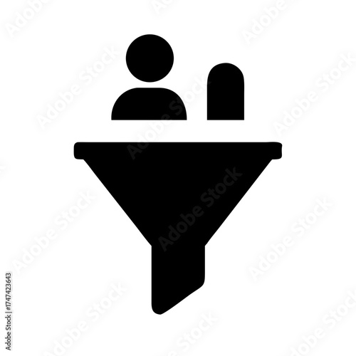 Funnel with person and bar for filtering data