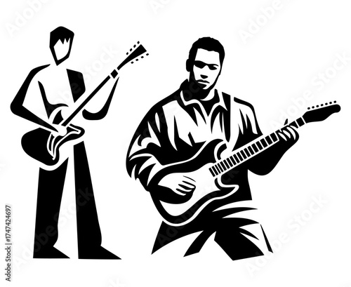 Guitar Players Vector Illustration