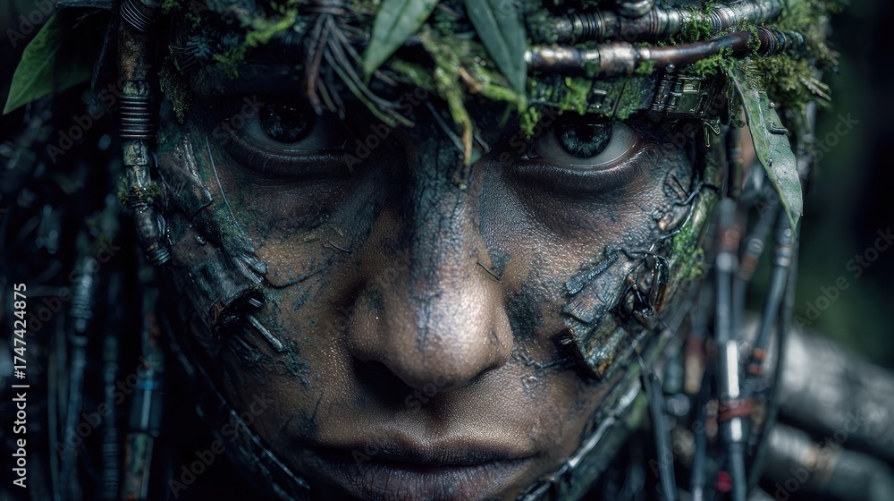 Fototapeta premium Cybernetic face closeup