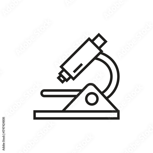 A simple blackline illustration of a microscope depicting its major parts