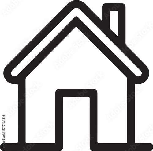Simple outline icon of a house with door and chimney