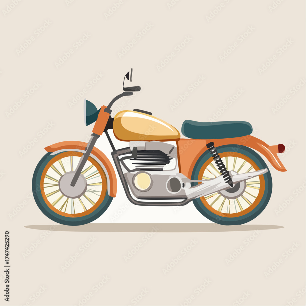 Obraz premium Vintage motorcycle side view with transparent background